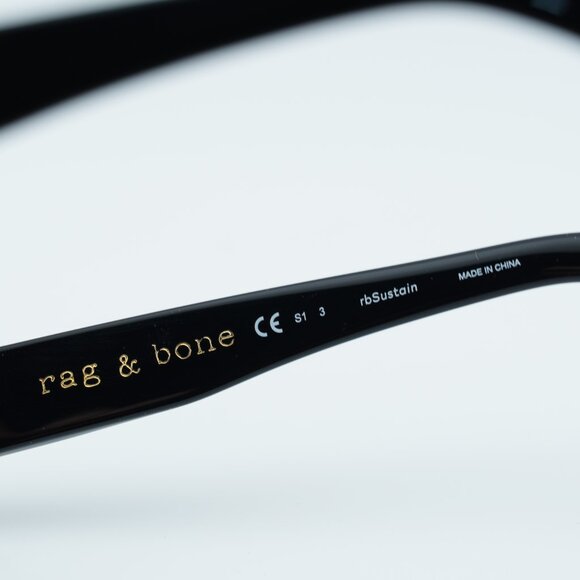 Rag & Bone RNB1061/S 0807 IR Sunglasses Black Cat Eye Frame, Grey Lenses